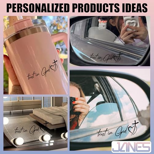 Image of JANES 3pcs Cross Trust in God Decal, Size 4x1.5'' UV DTF Transfer Car Mirror Decal, Heart Cross Rearview Mirror Decal, Car Mirror Decals, Car Decals for Women Men, Christian Car Decals for Trucks