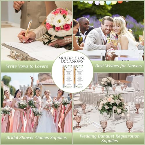 Cholemy 36 Sets Bridal Shower Pens Bulk Wedding Bridal Shower Favors for Guest with Thank You Cards and Twine Retractable Ballpoint Pen Black Ink for Games Proposal Gift - Thumbnail 5