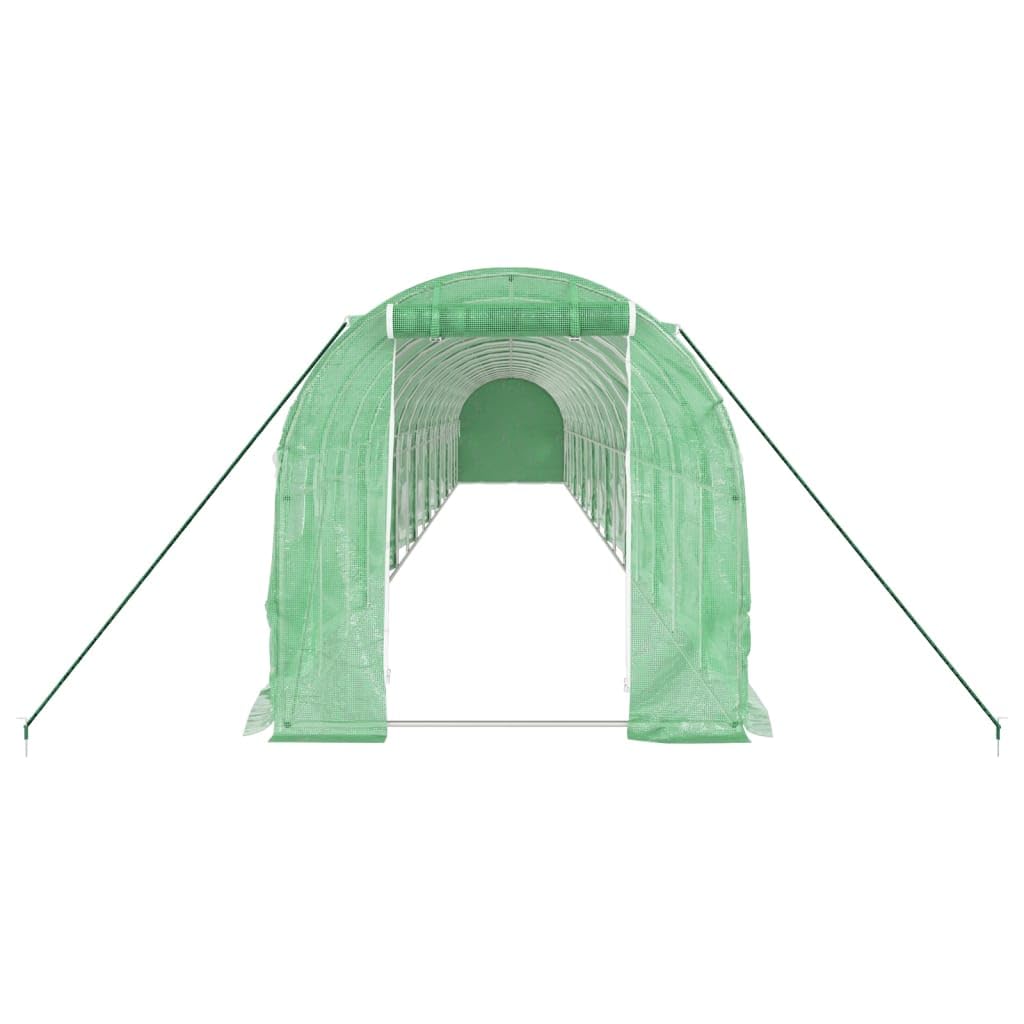 Invernadero de 16 x 2 x 2 m, 32 m², con marco de acero y cubierta de polietileno, verde, túnel de aluminio, invernadero para verduras y tomates, ventilación para cultivo e invernada