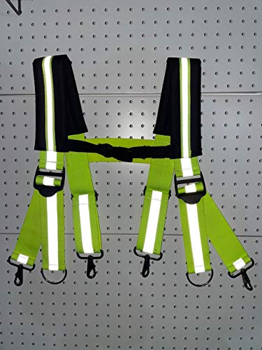 Image of MELOTOUGH Tool Belt Suspenders Construction Work Suspender with Reflective Strip Hi Vis Safety Work Padder Shoulder Suspender (Hi Vis Lime)
