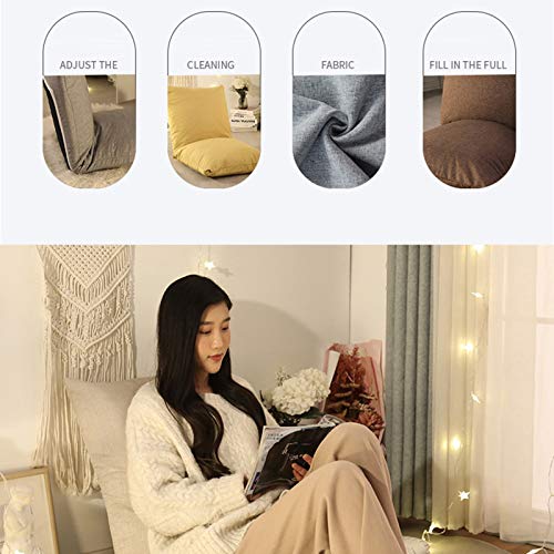 Silla plegable ajustable con respaldo, reclinable de 6 velocidades, funda extraíble lavable, ideal para sala de estar, dormitorio y ventana de bahía