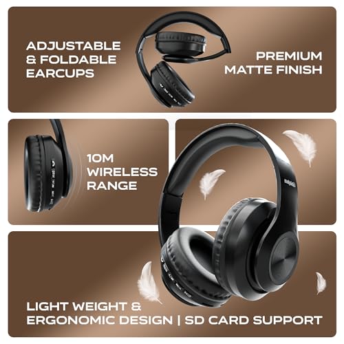 Image of NB01 Lite Wireless Bluetooth Headphones 5.3 | Over Ear Headset with 40mm Drivers, Deep Bass, Noise Reduction, 12H Talktime, 10H Playtime, Built-in Mic, Foldable Design (Black)