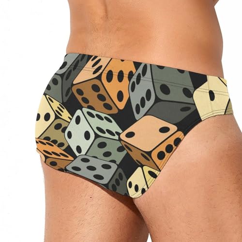 Funny Dices Mens Swim Briefs Quick Dry Swimming Trunks Training Swimsuit Low Rise Swimwear3