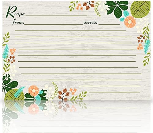 Meadowsweet Kitchens Recipe Card Set - 40 Double Sided Recipe Cards 4 x 6 Inch, Perfect Size Blank Cards for a Recipe Card Box, Make Your Own Personalized Recipe Book - Vintage Flowers