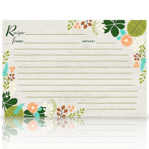 Meadowsweet Kitchens Recipe Card Set - 40 Double Sided Recipe Cards 4 x 6 Inch, Perfect Size Blank Cards for a Recipe Card Box, Make Your Own Personalized Recipe Book - Vintage Flowers