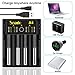 Intelligent Charger, Snado Universal Smart Charger for Rechargeable Batteries Ni-MH Ni-Cd AA AAA C Li-ion LiFePO4 IMR 18650 26650 14500 16340 18500 10440 18350 17670 RCR123a (4 Slots)