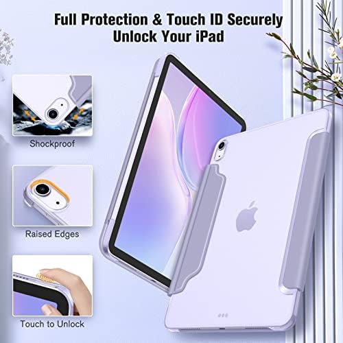 FINTIE Etui kompatybilne z iPadem Air 5. generacji (2022) / iPad Air 4. generacji (2020) 10,9 cala - [Zapięcie magnetyczne] Smukłe etui z matową tylną pokrywą, automatyczne budzenie/sen, liliowy