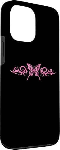 Miniatura 3 de Funda estética para iPhone 13 Pro Max Pink Butterfly Tattoo Harajuku Grunge Egirl Y2K