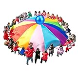 【und farbecht】 Genau wie die Nähte haben wir recherchiert, um sicherzustellen, dass wir Ihnen das beste Qualitätsprodukt für das Fallschirmspiel anbieten!Unser Fallschirm für Kinder verblasst garantiert nicht in der Sonne, und der farbechte Stoff hält ihn hell, frei von Fäulnis und sieht brandneu aus!