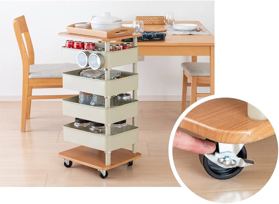 Amazon.co.jp: キッチン リビング ワゴン 引き出し トレイ キャスター