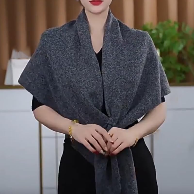 Women's Solid Color Shawl, Fall Winter Elegant Knitted Wool Blend Fashion Triangle Shawl Scarf for Evening Dresses3