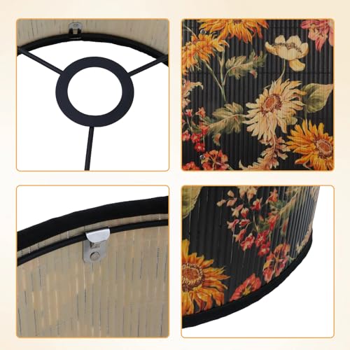 Crapyt E27 Round Decorative Shades Table Lamp, 11.81\"×7.87\" Bamboo Shade Unique Lamp for Chandeliers, Floor Lamps
