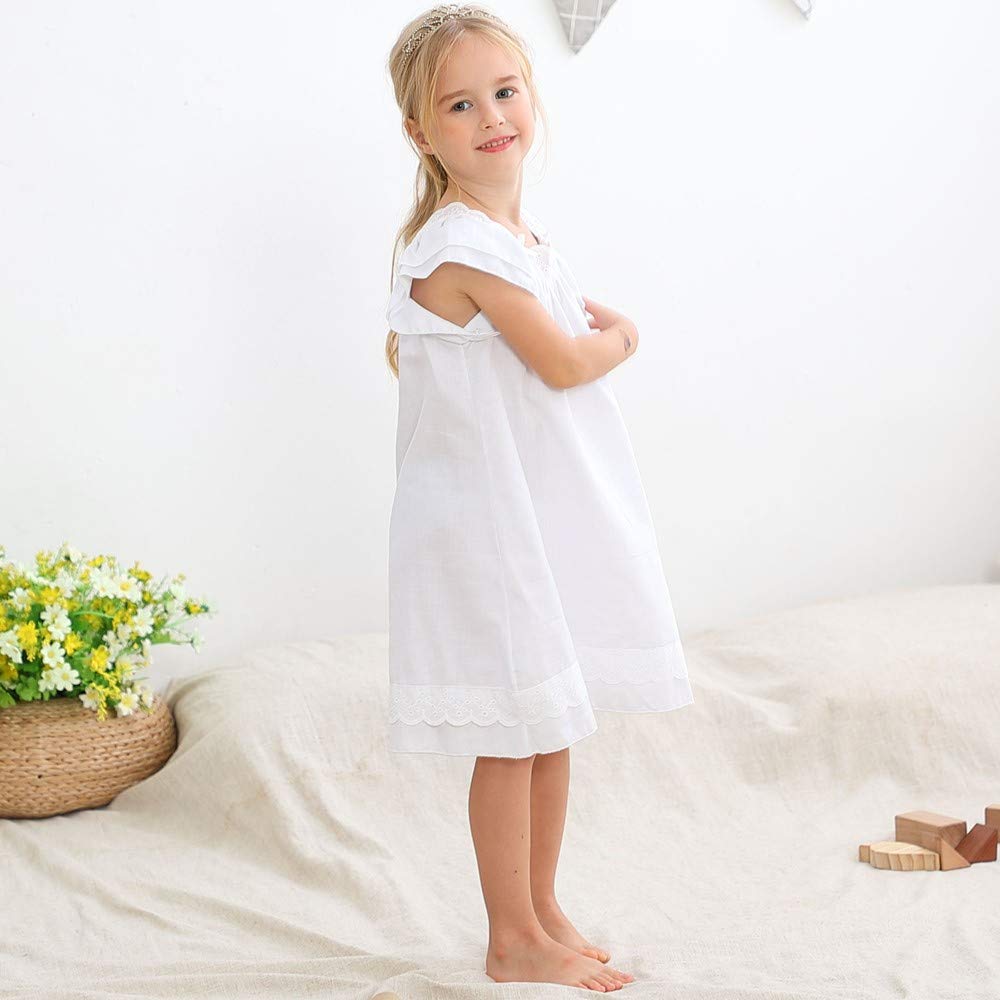 Chemise de Nuit Fille 3-12ans Coton Robe de Nuit Bain à Manches Courtes Manches Longues