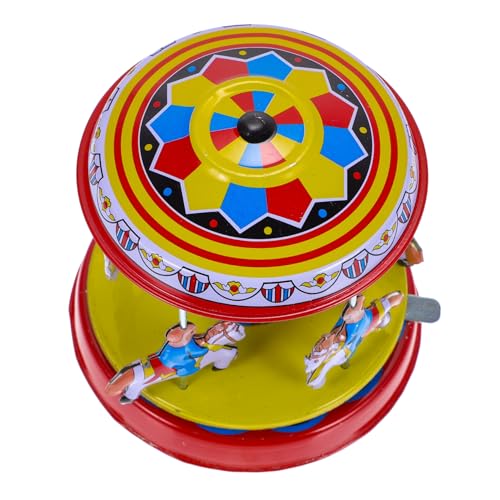 Hohopeti Juguete Tiovivo Vintage de Hojalata con Mecanismo de Cuerda Carrusel Metálico Giratorio para Decorativo Seguro y Clásico Hohopeti Juguete Tiovivo Vintage de Hojalata con Mecanismo de Cuerda Carrusel Metálico Giratorio para Decorativo Seguro y Clásico