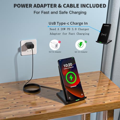 Wireless Charger Station,15W Desk Wireless Charging Stand 20W USB C Adapter for Apple iPhone 17 Pro/17/17/Air/16 Pro/16E/16 Plus/15/14/13,Samsung Galaxy S25/S24/S23/S22/Z Flip Fold/Note 20,Google etc - Image 4