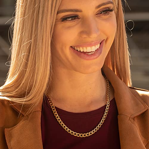 LIFETIME JEWELRY 7mm Polished Cuban Link Chain Necklace for Women & Men 24k Gold Plated3