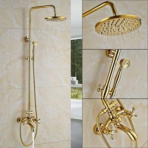 Mélangeur de douche doré 8'' avec colonne de bain à effet de pluie et douchette