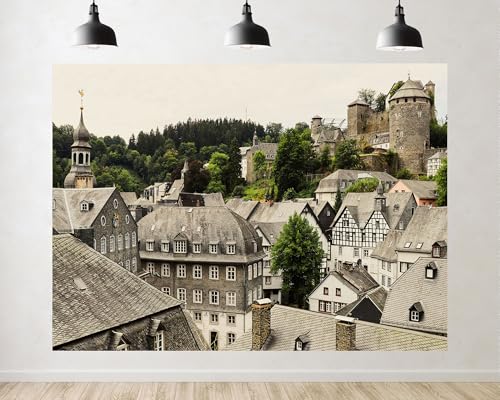 Trykid 5x5ft Half Timbered Town Houses Backdrop Castle Overlook Old