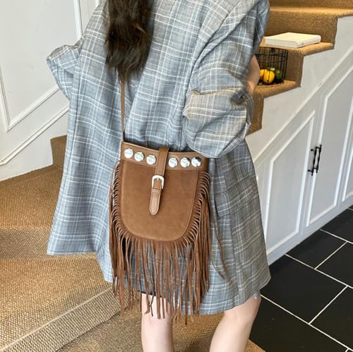 Shoulder Bag for Women Suede PU Leather Tassel Women's Handbags Crossbody Bags Top Handle Fashion Rivet Purse 20252