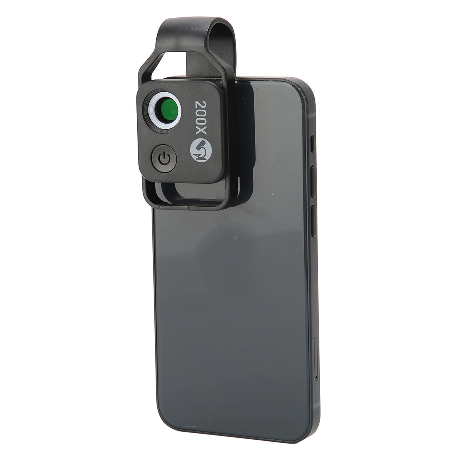 Annadue Microscopio de Teléfono 200X, Mini Microscopio de Bolsillo con Luz LED/Clip Universal, Accesorios de Cámara de Microscopio Digital HD con Zoom para Teléfonos iOS/Android(Negro)