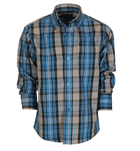 Image of Gioberti Boys Long Sleeve Button Down Plaid Checked Shirt