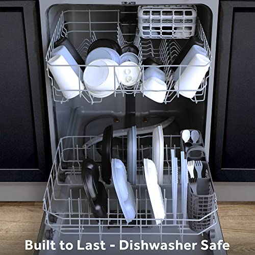 Re Play 7" Divided Toddler 3 Pack Plates With Deep Sides And Three Compartments For Easy Self Feeding | Bpa Free | Dishwasher Safe | Monochrome #TOP6