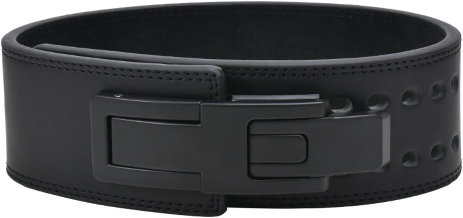 11mm Leather Weightlifting Belt with Lever Buckle, Powerlifting Gym Belt