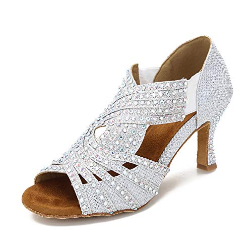 Image of TTdancewear Women Rhinestone Dance Shoes Ballroom Latin Salsa Bachata Performance Dance Dancing Shoes