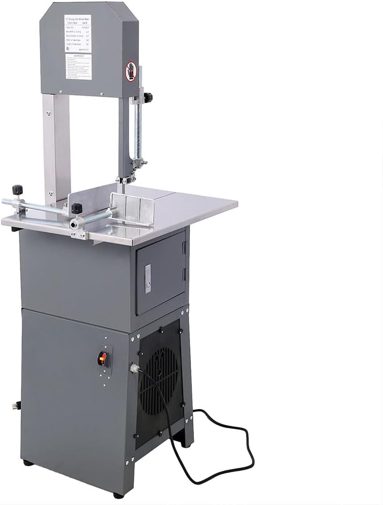 550W Electric Bone Saw Machine,2-in-1 Commercial Butcher Band Saw and Sausage Stuffer for Cutting Chops, Frozen Meat, Fresh Bone Meat, Equipped with 6 Saw Blades