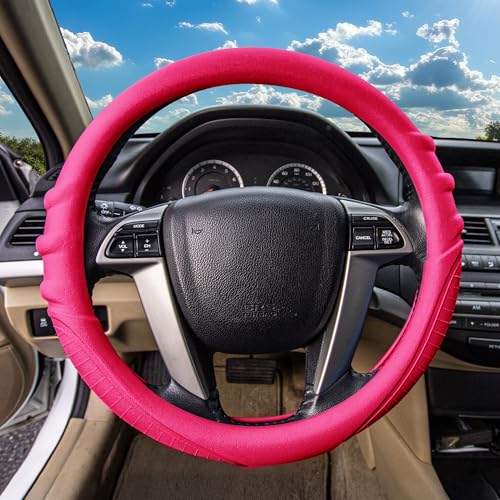 Image of FH Group Universal Fit Silicone with Grip and Pattern Massaging Grip Steering Wheel Cover Fits Most Cars, SUVs, Trucks, and Vans Magenta