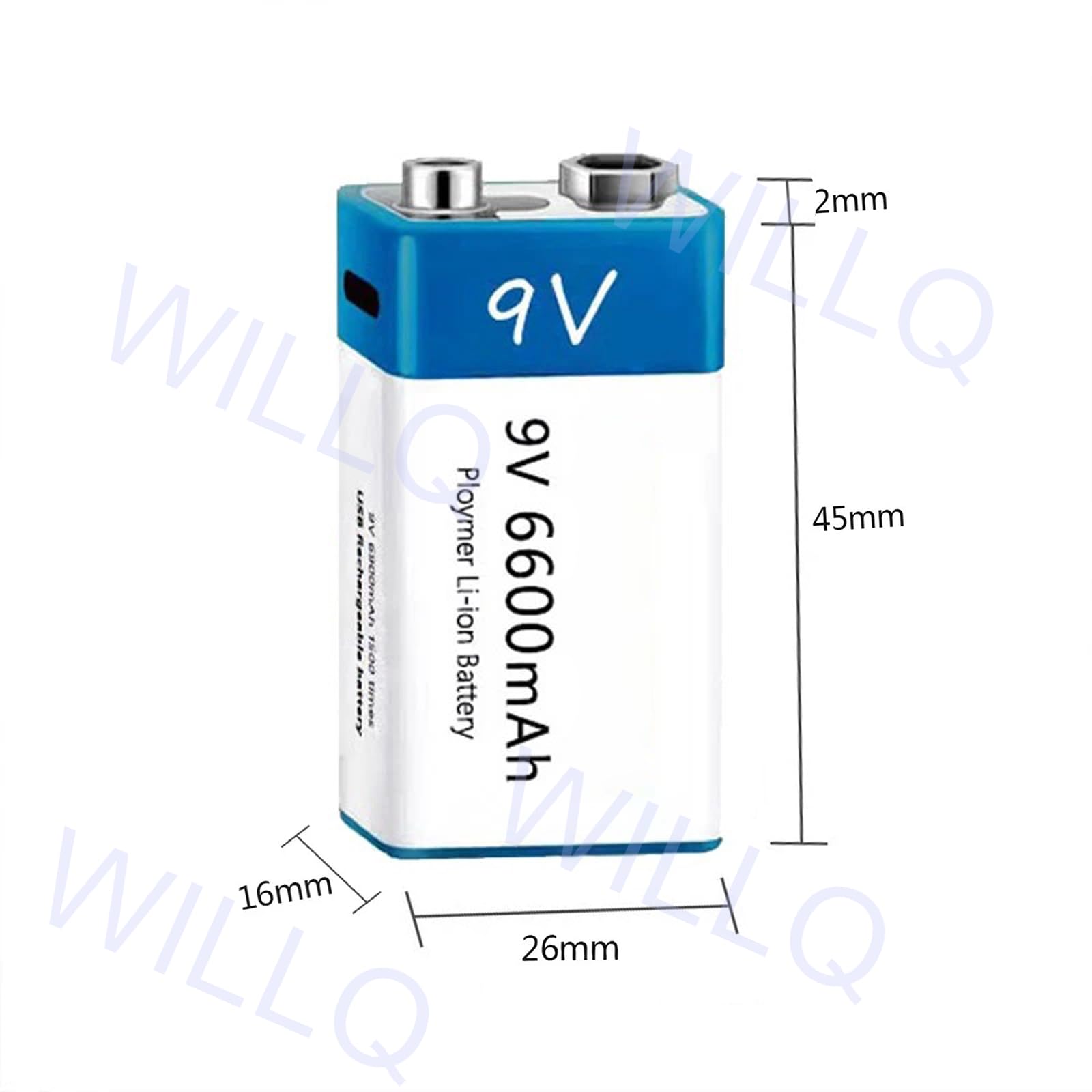 Batería de Iones de Litio Recargable por USB de 9 V, Tipo Cuadrado, batería de Litio de 9 voltios, batería de Repuesto de 6600 mAh y 6800 mAh, 2 Paquetes/3 Paquetes,9v6600mah 3pcs