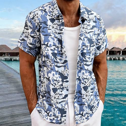 Chemise hawaïenne homme à manches courtes en coton gris - 2