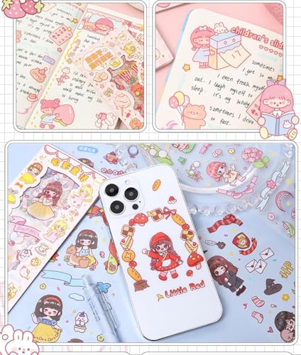 Image of Jaravik Cute Cartoon Theme Kawaii Stickers-20 Pet Sheets Cute Washi Stickers for Project, Girls Sticker Set for Kids, Self-Adhesive Sticker, Kawaii Sticker Sheet Size - 40 X 8 CM