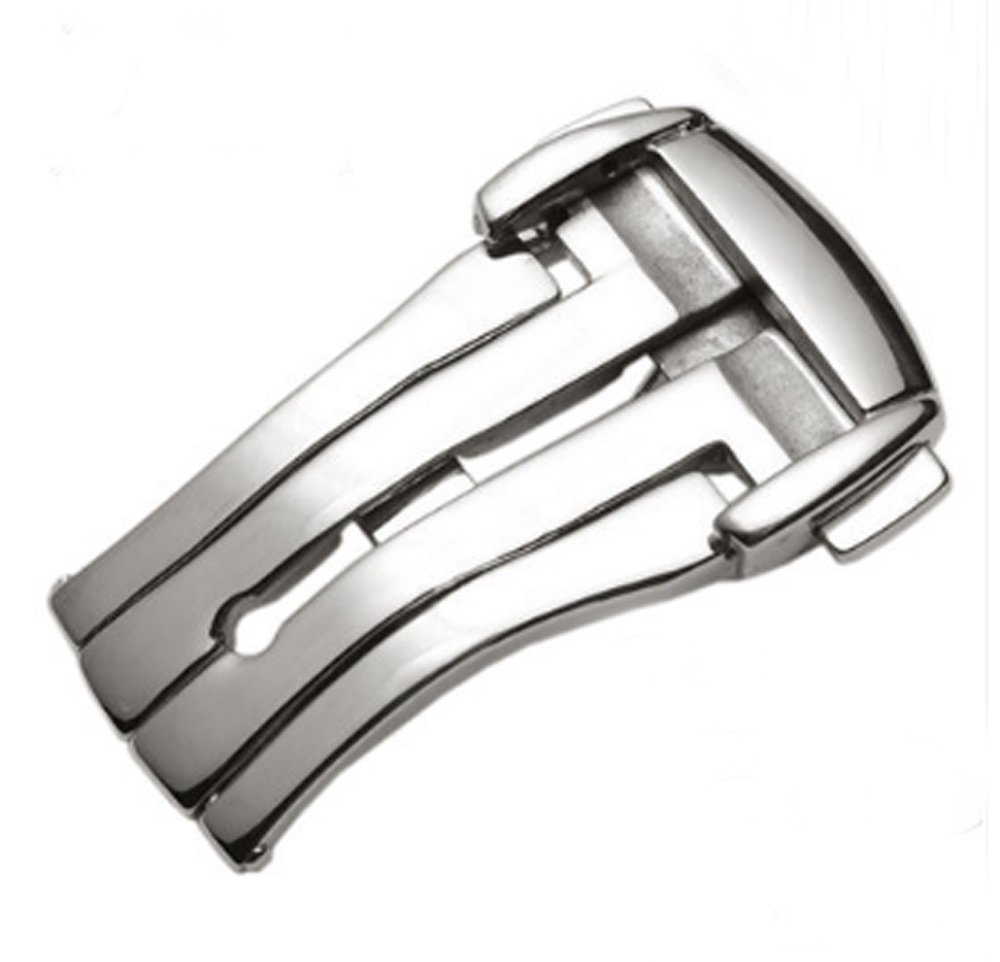 Richie strap]Deployment Clasp Buckle L316 Stainless Steel 14mm/16mm/18mm/20mm for Omega De Ville Watch Band Straps (16mm, Silver)
