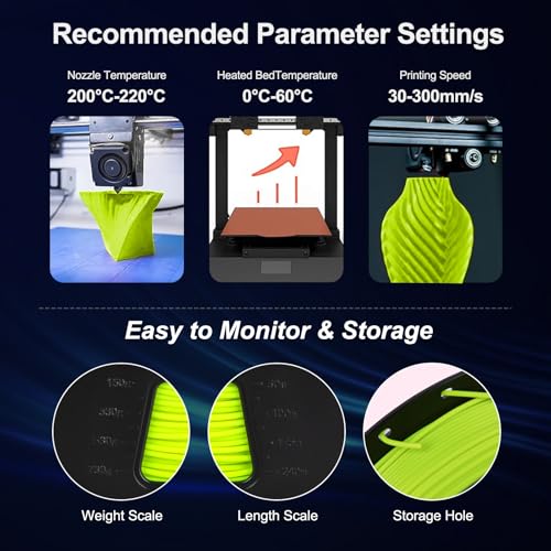 Image of PLA Filament 1.75mm Sun Glare Lime Green 1KG, Clog-Free 3D Printer Filament Dimensional Accuracy + /- 0.02mm, 1kg Spool(2.2lbs) 3D Printing Filament Fits for Most FDM 3D Printers