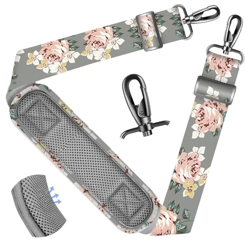 Image of ZINZ Shoulder Strap - 59 Inch Universal Heavy-duty Adjustable Strap with Ultra-thick Fixed Breathable Pad for Laptop, Gym, Camera Bag and More -Gray Rose