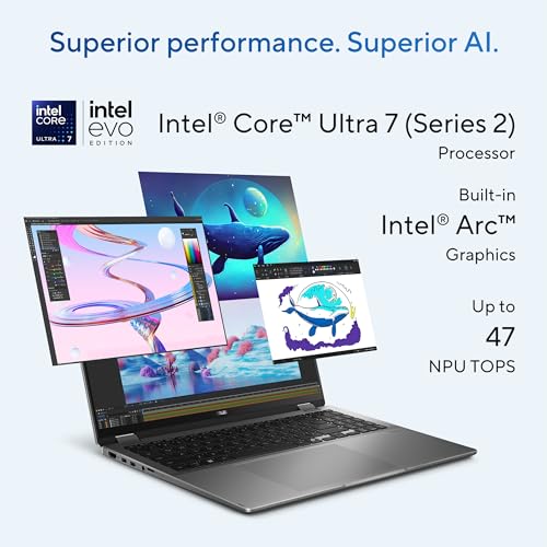 Image of ASUS Vivobook 16 Flip Laptop, Copilot+ PC, 16 inch OLED 3K 120Hz Touch Display, Intel Core Ultra 7 256V, Intel Arc Graphics, 16GB Memory, 512GB SSD, Matte Gray, TP3607SA-DS74T
