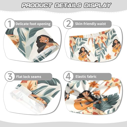 ALAZA Girls' Leggings Children's Yoga Pants Skinny Printed Dance Hawaii Guitar Tropical Plants Comfortable 4T2