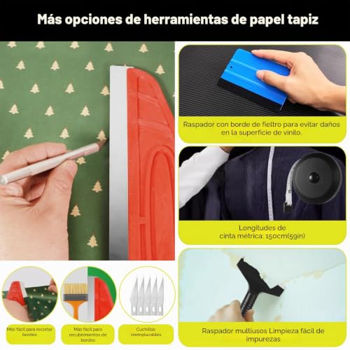 Miniatura 5 de Ysimple Kit De Herramientas Para Papel Pintado, 13 Piezas Kit Vinilo Herramientas De Película Con Brocha, Rastrillo, Rodillo De Costura, Herramienta De Corte, Para Papel, Película De Ventana, Vinilo