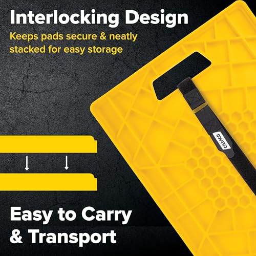 Image of Camco Camper /RV Large Stabilizer Jack Pads - Features Interlocking Design & Handy Strap for RV Storage - Built-in Handle - Use with RV Leveling System, RV Levels & More - 14 inch x 12 inch, 2-Pk (44541)