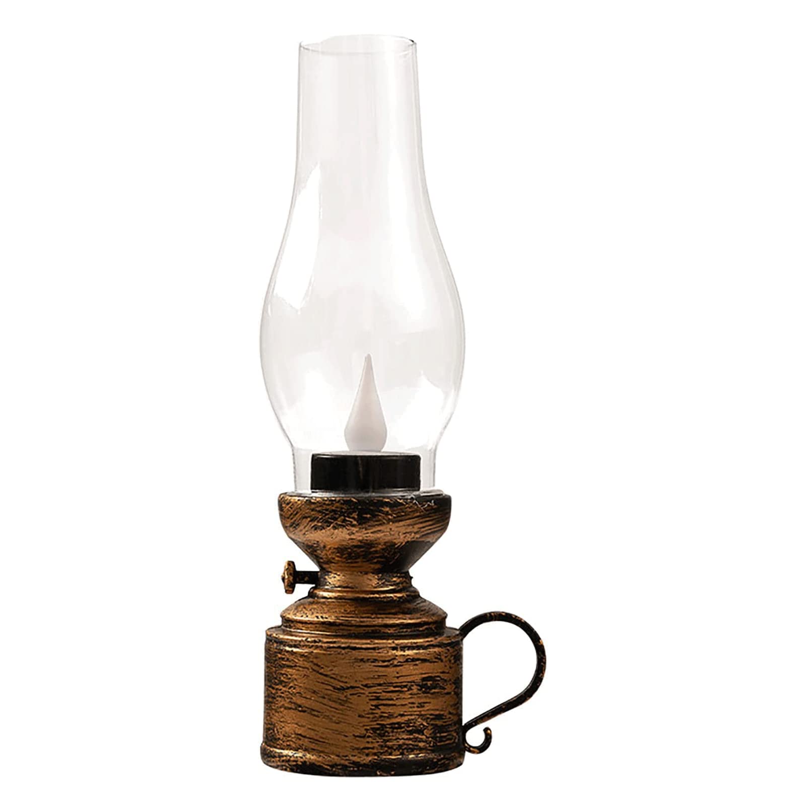 Kerosene lamp, Portable Battery Operated Hurricane Lantern for Home Bar Garden Camping(Bronze)