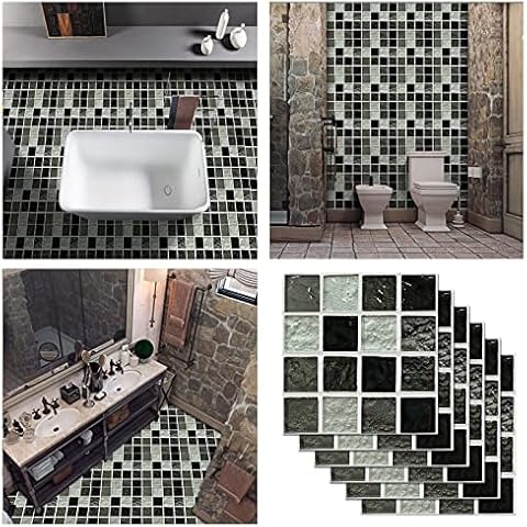 Blsmyxgs 10pcs Crystal Tile Stickers Wall Decorative, Peel and Stick DIY Home Decoration Backsplash Stamp Pattern 7.8 x 7.8 Inch for Kitchen & Bathroom, Living Room, Floor,C Cover