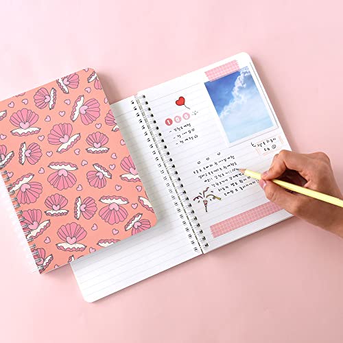 Carnet à spirales A5 avec cœur nacré idée cadeau pour l'écriture