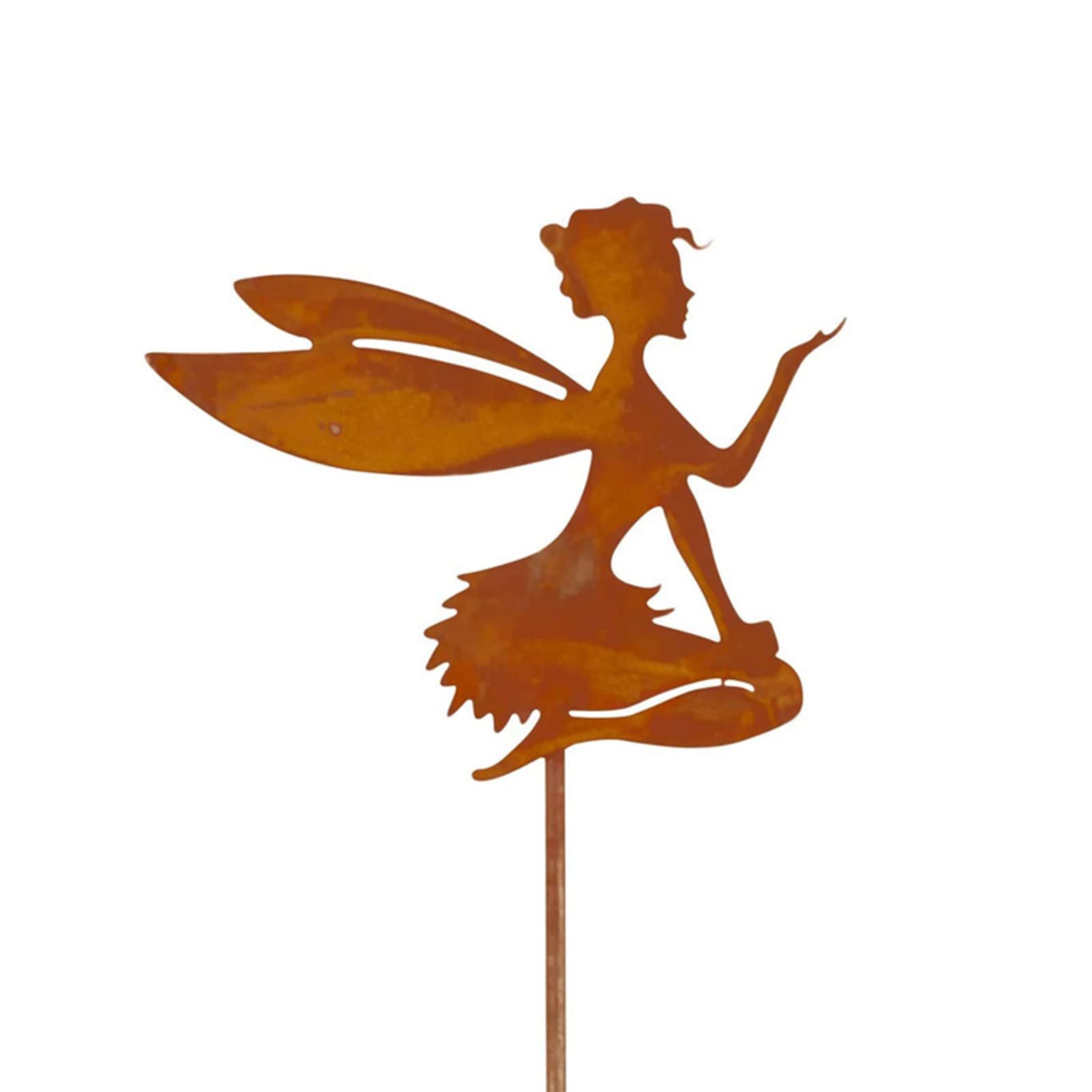 MISNODE Garden Fairies Metal Art, 26cm Fairy Silhouette Statue Metal Fairy Branch Decor, Rusty Iron Stakes Craft Outdoor Garden Butterfly Flower Decor