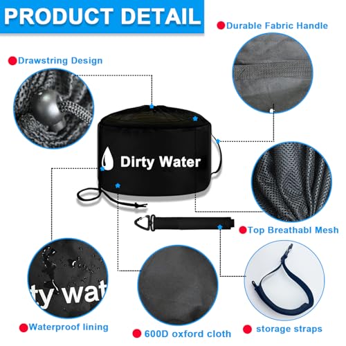 Image of 2-Pack Waterproof RV Hose Storage Bags with Drawstring Mesh Top, RV Tools Accessories Bag for Fresh /Black Water Sewer Hoses and Electrical Cords, Sewer Hose Bag, Black and Yellow