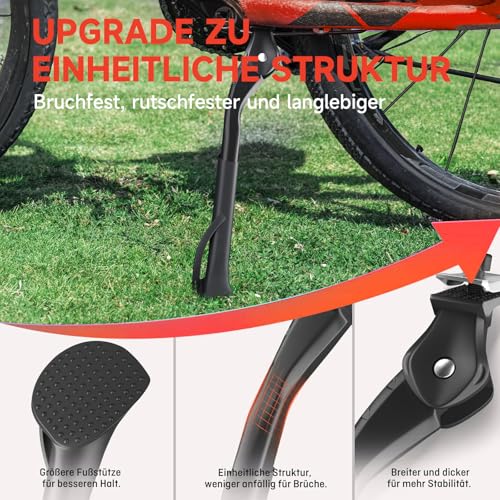 Geeignet für Fahrradständer von 20-29 Zoll, verstellbarer Seitenständer, höhenverstellbarer Mittelpumpenständer, geeignet für Mountainbikes, Elektrofahrräder und Rennradständer. (Rundkopf schwarz)