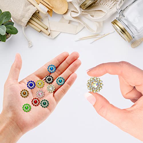 Bottoni di strass a forma di fiore da 14 mm per