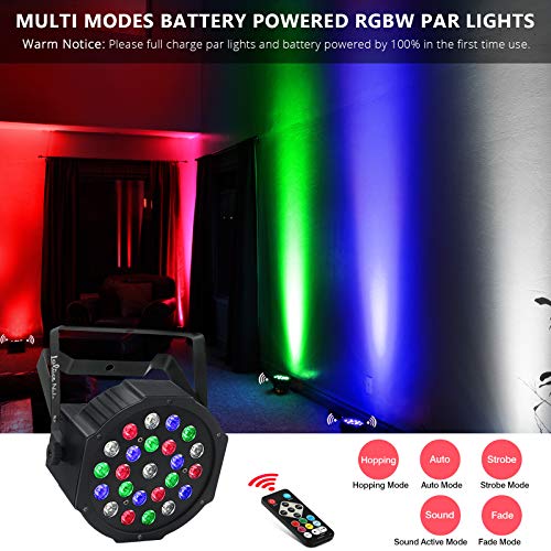 Stage Light, LaluceNatz 24 LED RGBW Par Light Battery Powered, 8 Channels Sound Activated Dj Light, Controlled by IR Remote DMX for Wedding, Church, Festivals, Christmas, Party, Stage Lighting - Thumbnail 2