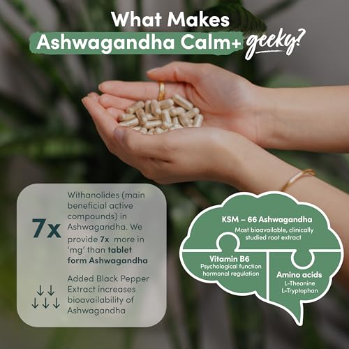 Ashwagandha KSM 66 Complex – 3000mg Enhanced with Amino Acids & Vitamin B6 (2 Month Supply) – Ashwagandha High Strength Capsules with 250mg Extract (Not Gummies or Powder) - Vegan, UK Made