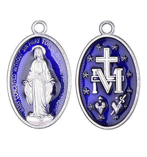 ZHENYIN 12pcs Saint Mary Virgin Miraculous Medal Rosary Catholic Big Charms DIY Necklace Bracelets Jewelry Making (0108)